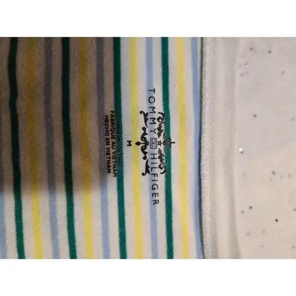 Tommy Hilfiger Women's 90s Y2k Style Striped V-Neck Tee Size Medium - Picture 3 of 5